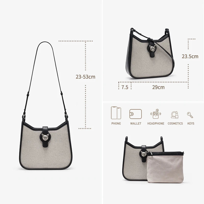 BAFELLI Cat Lock Canvas Bag iris.net