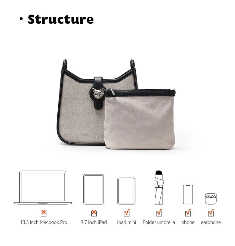 BAFELLI Cat Lock Canvas Bag iris.net